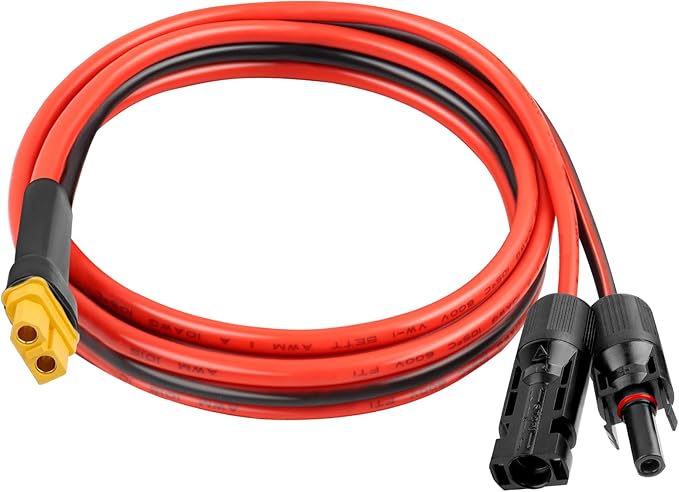 XRDS -RF Solar Connector to XT60 Cable 3FT, 10AWG Solar to XT60 Female Extension Cable, 600V Rated Power Cable for Solar Panels, Batteries, Power Stations – Heavy-Duty High Current Transfer