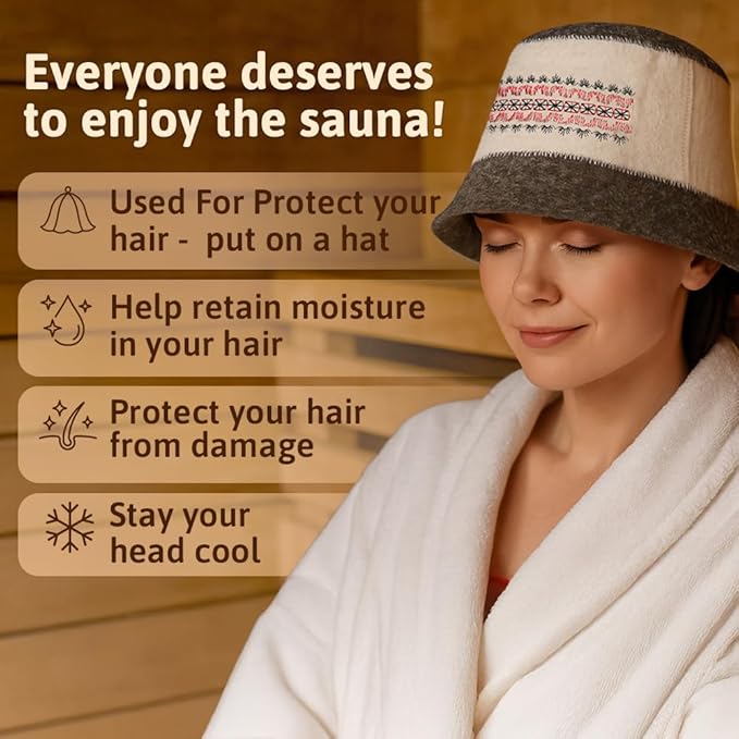 SHSH trade group Ukrainian Wool Sauna Hat Embroidered Ornament Vyshyvanka Ukraine Banya Bucket Sauna Hat for Women and Men Finnish Banya Cap