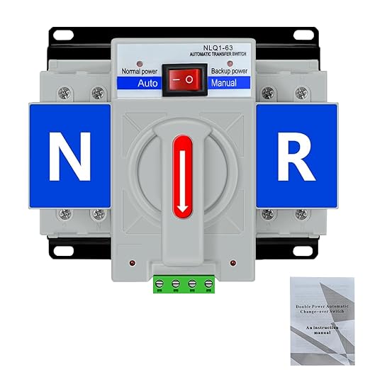 110V Dual Power Automatic Transfer Switch, 2P 63A CE Certified ATS Generator Changeover Switch 50Hz/60Hz