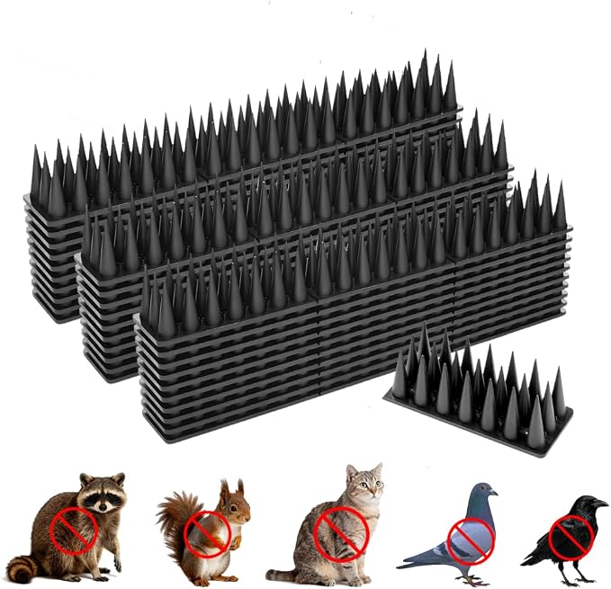 Bird Spikes, 40 Pack Pigeon Cat Squirrel Raccoon Animal Deterrent Spikes Anti-Climb for Outside Anti-Animal Defender Spikes to Keep Birds Away, Black
