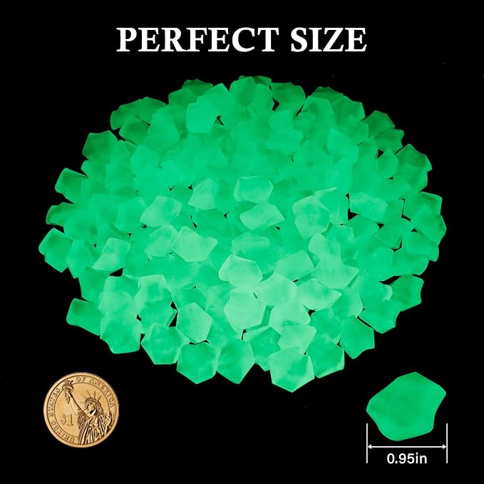 Night Glow Acrylic Stones - Glowing Luminous Rocks Starry Decor for Gardens, Aquariums, and Landscaping, 400pcs Green
