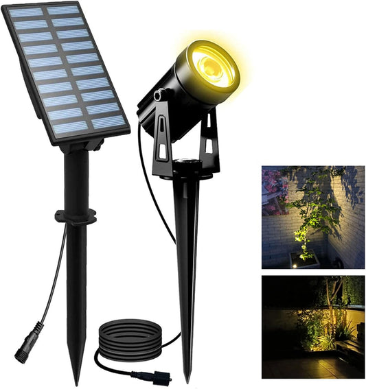 T-SUN Solar Spotlights Outdoor Waterproof, Solar Landscape Spotlights, Solar Powered Spot Lights for Trees, Flag, Garden, Pond, Pathway, Pool Area(Warm White)