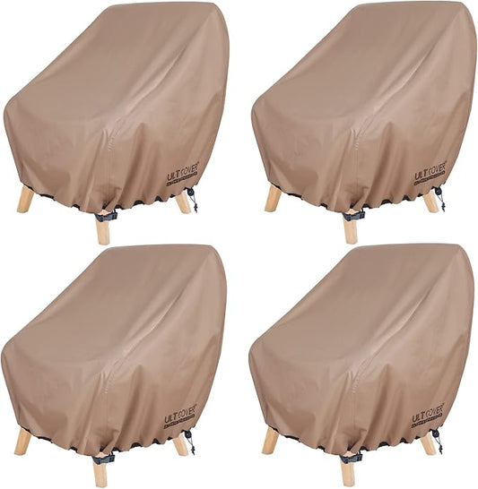 ULTCOVER Waterproof Patio Chair Cover 4 Pack – Outdoor Lounge Deep Seat Single Lawn Chair Cover Fits Up to 35W x 35D x 34H inches