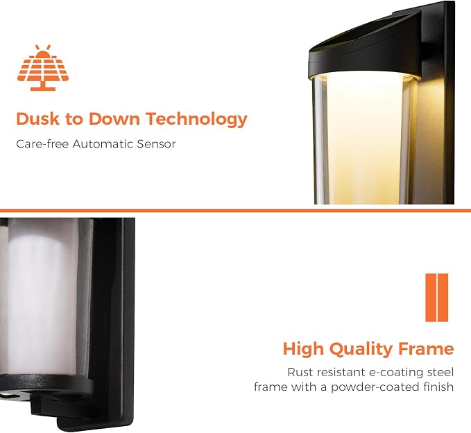 Solar Yard 4-Pack Outdoor Wall Lights, Light Fixture, LED Exterior Lighting fixtures for Outside, Front Porch Lights, Waterproof Wall Sconce Lantern Lamp for House, Patio, Doorway, Entryway, Round