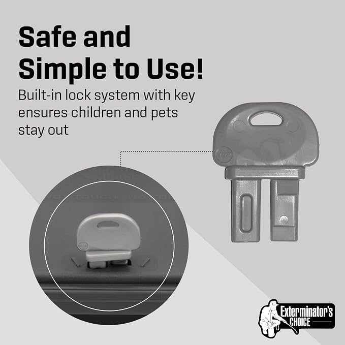 Exterminators Choice Compact Mouse Bait Station - Compact Outdoor Mouse Bait Box - Lockable Design with Key - Versatile Indoor & Outdoor Use - Pack of 12, Black, 4.75in x 3.5in x 1.25in.