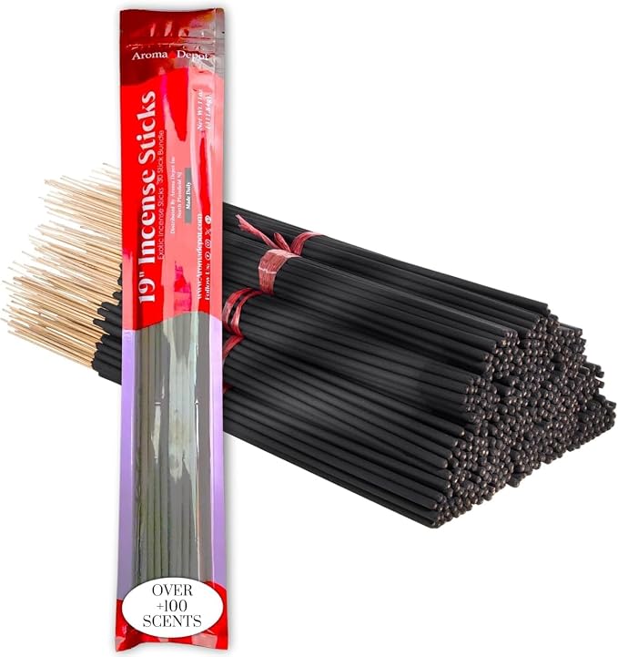 Aroma Depot 19'' French Vanilla Most Exotic Incense Sticks. One Bundle Approx 27 to 30 Sticks, Jumbo 19 inch Long, Natural 19'' Extra Large Incense Sticks. Burns for 3 to 4 Hours Each. Long Lasting