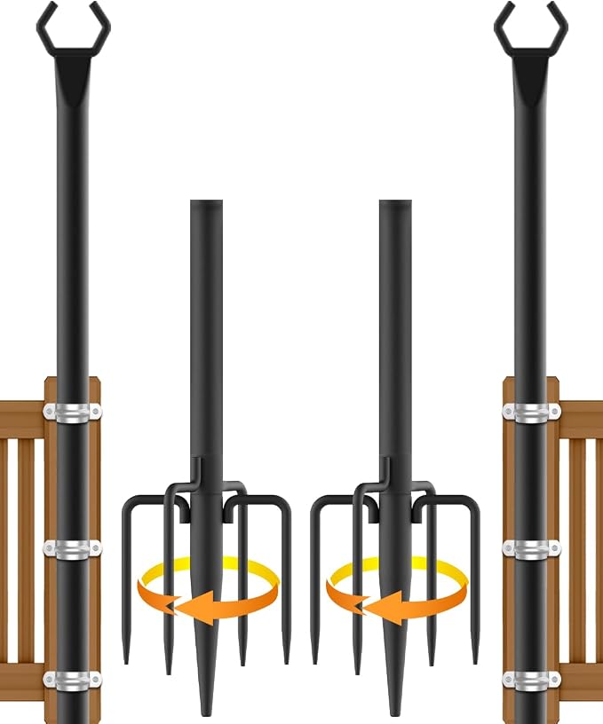 NUERPO 2 Pack String Light Poles,Metal Poles for Hanging Outdoor Light Strings,2 Pack 10 FT Light Poles Stand for Outside Garden,Patio,Wedding,Backyard,Deck,Party