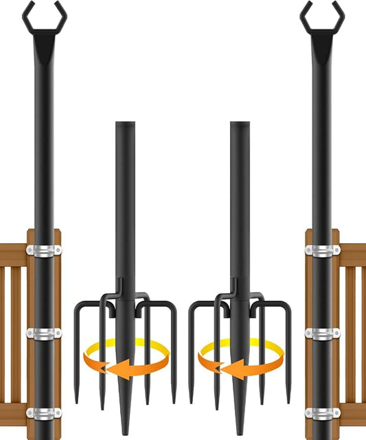 NUERPO 2 Pack String Light Poles,Metal Poles for Hanging Outdoor Light Strings,2 Pack 10 FT Light Poles Stand for Outside Garden,Patio,Wedding,Backyard,Deck,Party