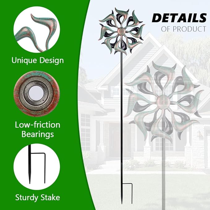 Stargarden Wind Spinners Outdoor, Metal Wind Spinner, Kinetic Wind Sculptures & Spinners, Decorative Pinwheels Double Windmill for Yard, Garden Decor