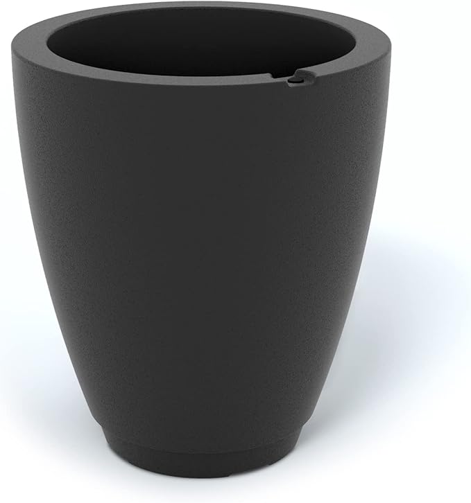Mayne Caprio 18in Tall Planter - Black - 16in L x 16in W x 18in H - Built-in Water Reservoir - Double Wall Planter (5905-B)