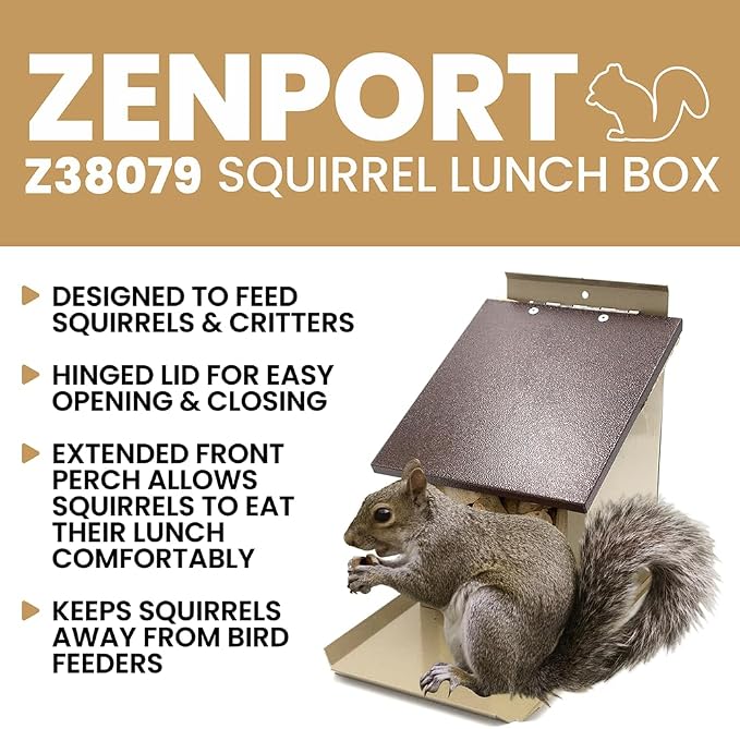 Zenport Z38079 Squirrel Lunch Box Hopper Squirrel Feeder - Helps Divert Squirrels Away from Dedicated Bird Feeders