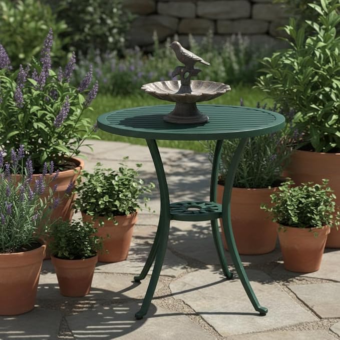 Comfy Hour 6" Mini Pedestal Bird Bath, Decorative Cast Iron Tabletop Bird Feeder for Garden Porch & Patio, Antique Style Metal Wild Bird Seed Dish, Outdoor Decor Accent, Bronze Finish, 1 Unit