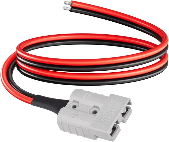 ELFCULB 10AWG 2FT Anderson Connector 50 Amp Cable,Anderson SB50 Plug Battery Quick Connector Cable for Solar and Wind Energy Systems Battery Power Connections