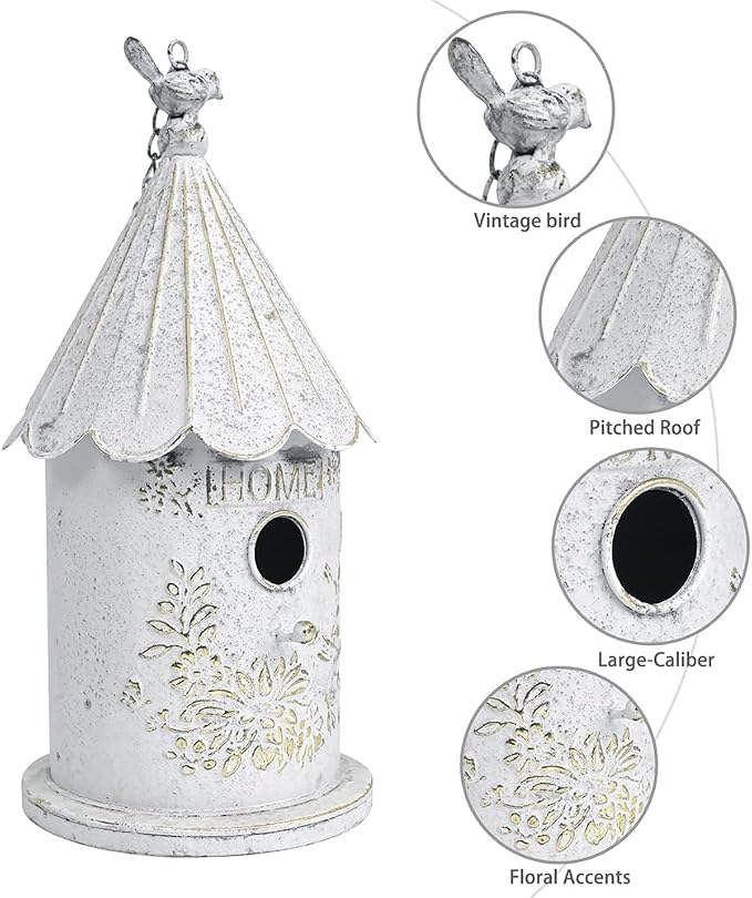 Metal Hanging Birdhouses for Outdoors Bird Houses for Outside Unique Bird Nest for Bluebird Wren Chickadee Sparrow Bird Nest Box for Garden Patio