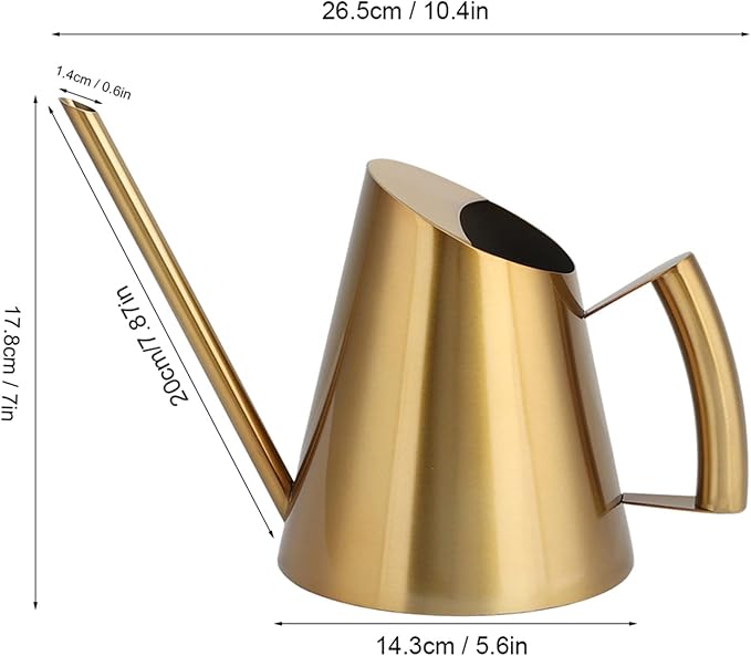 Watering Can, 1500ml Stainless Steel Long Spout Watering Cans, Gold Water Can Suitable for Potted Plants, Hanging Plants, and Outdoor Gardens