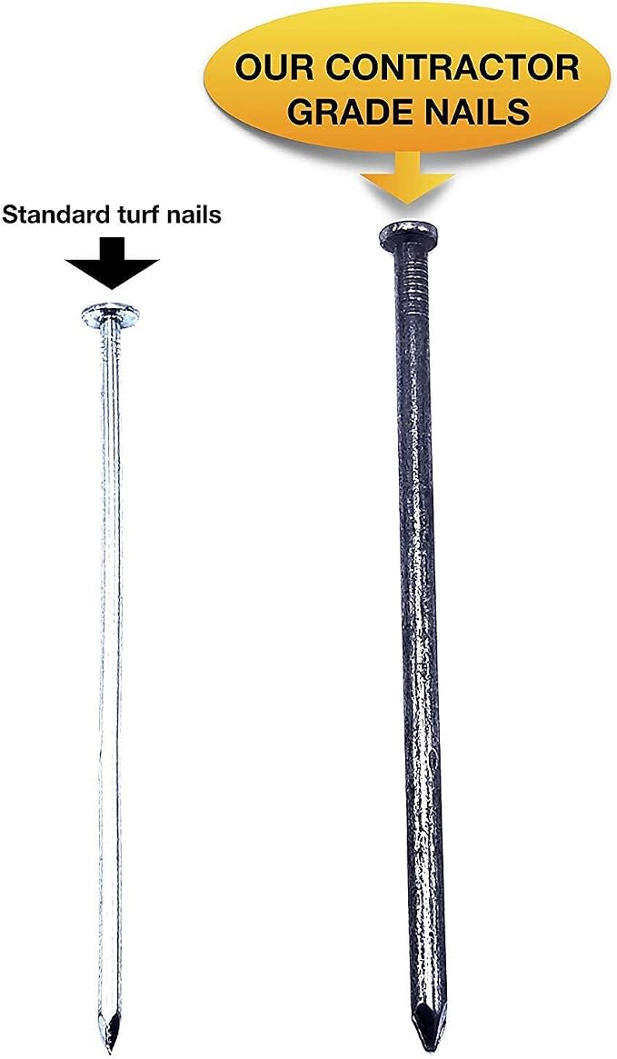 200-Pack - USA Made Synthetic Grass Turf Nails 6" Stakes (20 Pound) Non-Galvanized Thick 4-Gauge Style, Will Rust for Extra Hold - Spikes for Artificial Turf & No Dig Edging (200 Nails Per Bag)