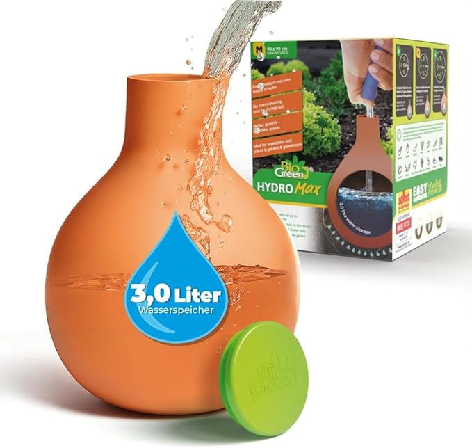 BioGreen Plant Self-Watering System Hydro MAX M | 0.8 gal | Irrigation Ø 35.4 in | Olla Made of Fired Clay | Environmentally Friendly | Terracotta Water Saver for Gardens, Vegetables & Raised Beds