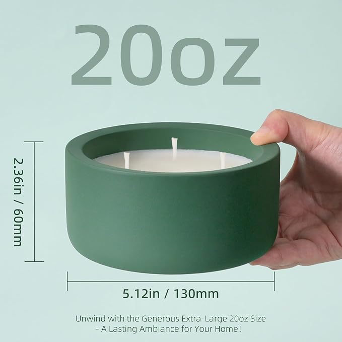Viyffo Large Citronella Candle Outdoor, 3 Wick 20oz Citronella Candle Indoor, Non Toxic Soy Scented Candle, Green Ceramic Jar for Patio, Deck, Garden, Backyard & Camping, Home Fragrance, Décor & Gift
