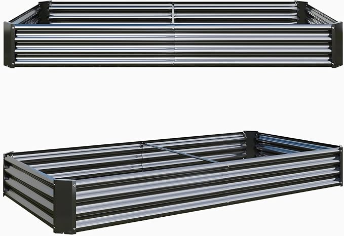 8x4x1ft(2 Pack) Galvanized Raised Garden Bed,Outdoor Planter Box Metal Patio Kit Planting Bed for Vegetables,Flowers, Black