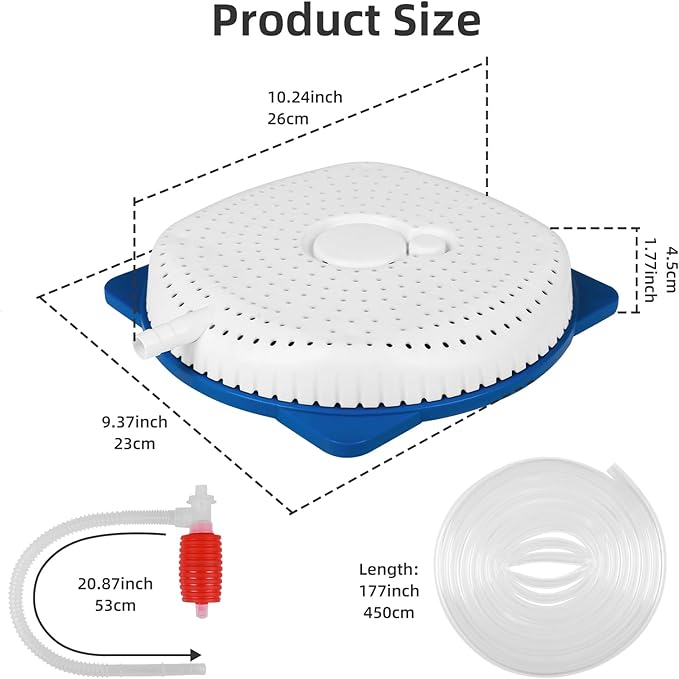 Pool Cover Pump Siphon, Automatic Above Ground Pool Water Pump, White, Round, Plastic, Siphon Mechanism, Effortless Pool Drainage