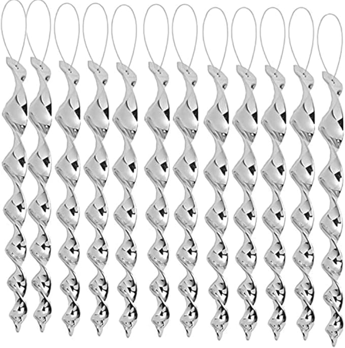 JUNIQUTE Bird Wind Twisting Scare Rods Reflective Ornamental Spiral Device Bird deterrents for Outside(12") (Set of 12)