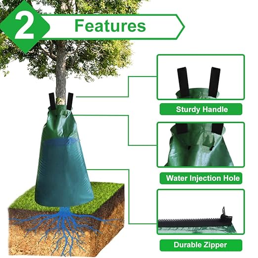 vensovo 2 Pack Tree Watering Bag - 20 Gallon Slow Release Tree Automatic Irrigation Bag with Zipper