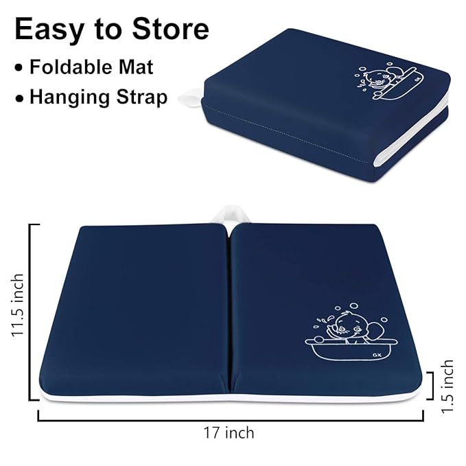 Bath Kneeler Pad - 1.5inch Thick Bath Kneeling Mat Non-Slip Rubber - Large Safety Bathtub Kneeling Pad for Baby Bathtime, Garden Work, Exercise - Foldable Child Bath Tub Mat for Parents - Royal Blue