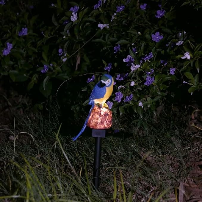 Parrot Decor Garden Solar Light up Figurine Animal Outdoor Stakes Decorative Waterproof LED Decorations for Outside Backyard Decoration Porch Lawn Ornaments Blue