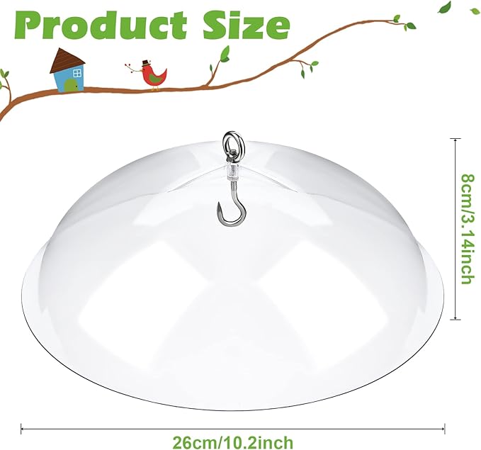 2 Pcs Squirrel Baffles Bird Feeder Rain Guard Bird Feeders Protective Cover Clear Round Protective Dome Rain Anti-Squirrel Protective Cover for Hanging Bird Feeders Outdoor Garden - 10''