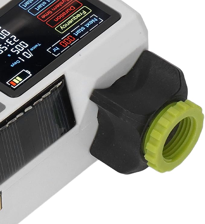 Solar Irrigation Timer, Rain Detection Solar Powered Digital Watering Timer Double Connector IP68 Automatic Watering System for Lawn Garden Courtyard Greenhouse