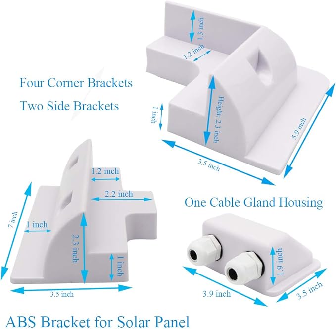 Solar Panel Mounting Brackets ABS Corner Bracket Kit 7PCS, Drill-Free Widely Used on Roofs of RV, Caravans, Vehicles, Camper Vans, Sheds, Garages, Deck of Boats, White