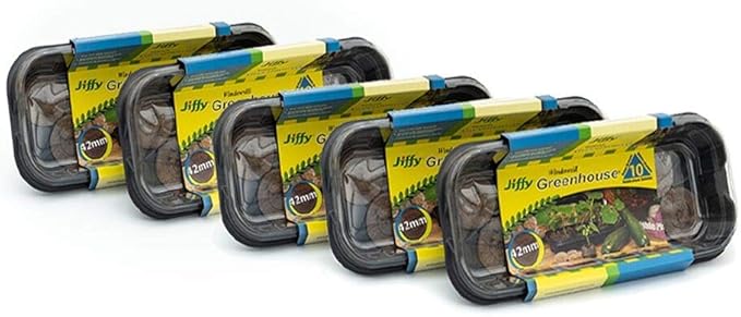 Ferry Morse Jiffy Seed Starting Windowsill Greenhouse with 10 Biodegradable 42mm Peat Pellets (5 Pack)