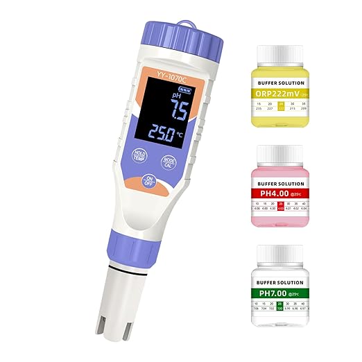 7-in-1 Digital Water Tester – Chlorine, pH, Salt, ORP, EC, TDS & Temp Meter for Pools, Spas & Hydroponics，Chlorine