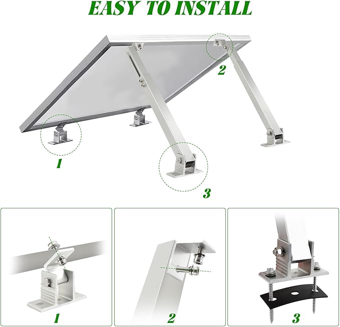 Solar Panel Mounting Brackets, 2 Sets Adjustable Solar Panel Tilt Mount Brackets, 14-27IN Adjust Solar Panel Rack, Support up to 100-450 Watt Mounting Bracket Set, Portable Stand for Roof RV Boat