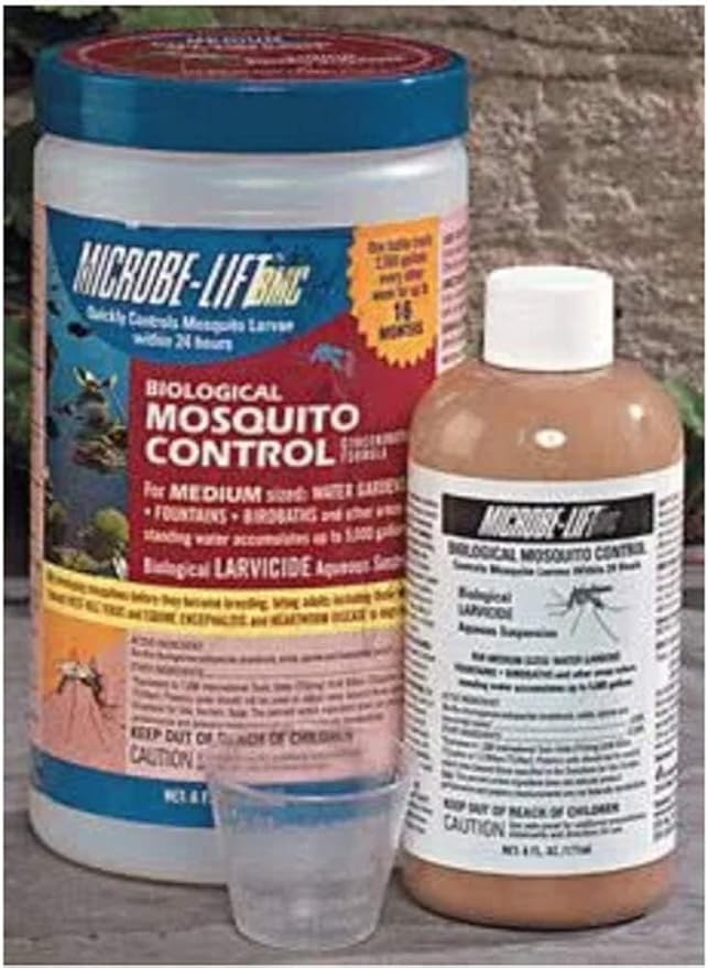 MICROBE-LIFT BMC Biological Mosquito Control, Liquid Treatment for Medium-Sized Decorative Water Gardens Up to 2,000 Gallons, Fountains and Ponds, 6 Fluid Ounces
