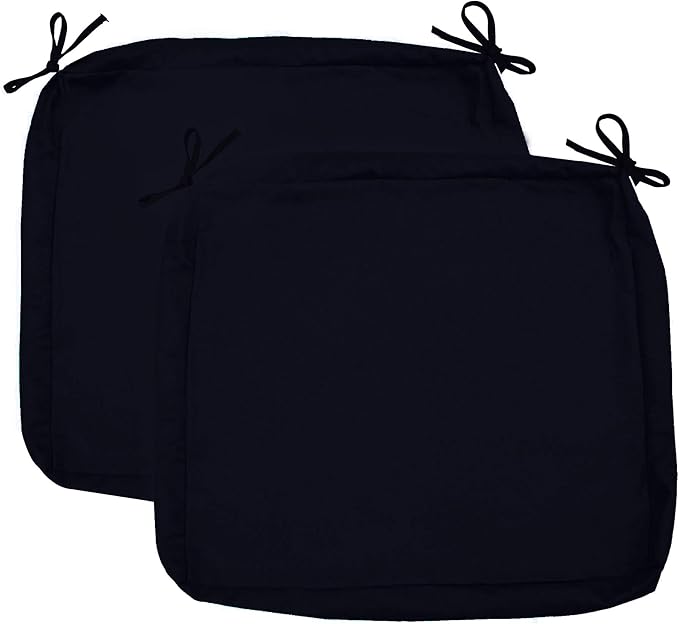 Sigmat Outdoor Seat Cushion Cover Water Repellent Square Chair Cushion Cover-Only Cover Black 20"x20"x2"(2 Covers)