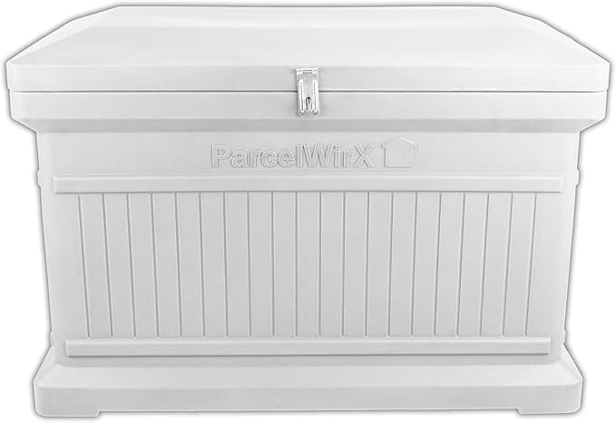 RTS Home Accents ParcelWirx Premium Horizontal Storage Cabinet/Lockable Package Delivery Box with Hinged Lid, Slate Grey
