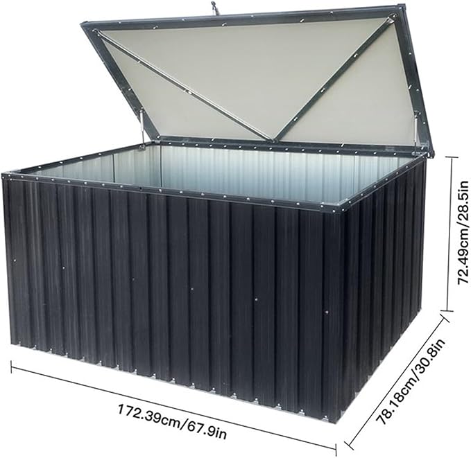 215 Gallon Outdoor Deck Box,Waterproof Lockable Metal Storage Container for Patio Cushions Gardening Tools and Pool Toys black One size