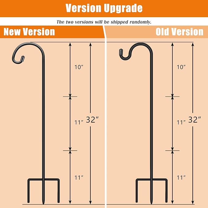 Gtongoko 32 Inch Shepherd Hooks for Outdoor 8 Pack, Adjustable Garden Hooks for Hanging Plants, Lanterns, Solar Lights, Mason Jars & Wedding Decor, Matte Black Decorative Shepherd’s Hooks