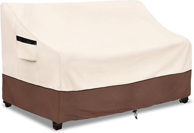 Patio 3-Seater Sofa Cover,Outdoor Couch Cover Fits up to 76W x 32.5D x 33H Inches,100% Waterproof Heavy Duty Patio Furniture Covers,Beige&Brown