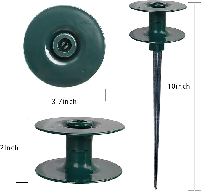 Hourleey 6 Pack Garden Hose Guide Spike, 10 Inch Rustproof Zinc Sturdy Metal Stake, Heavy Duty Spin Top, Keeps Garden Hose Out of Flower Beds for Plant Protection