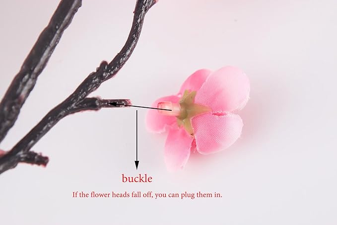 5 Pcs Artificial Plum Blossom Fake Wintersweet Long Stem Plastic Flowers Home Hotel Office Wedding Party Garden Decor 27.5'' High Pink