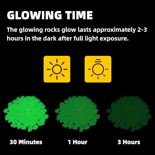 NAMTSO Glow in The Dark Rocks Outdoor, 200 pcs Green Solar Rocks for Landscaping, Outdoor Decor Glow in The Dark Stones, Glowing Pebbles for Garden Backyard Patio Lawn Pond Fish Tank Aquarium Decor