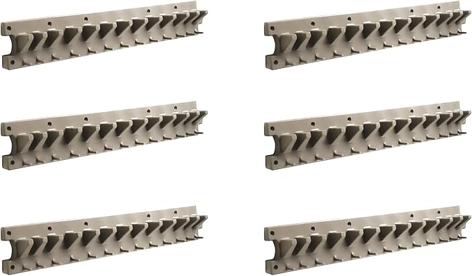 Suncast 6 Pack 2' Wall Mount Tool Organizer for Hanging Lawn and Garden Tools, 30 lb. Weight Capacity, Gray, Made in the USA