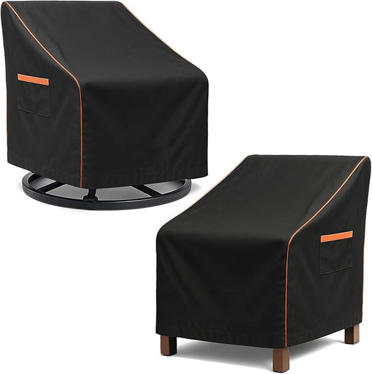 Outdoor Waterproof Patio Chair Covers, Heavy Duty Oxford Coating Weather Resistant Patio Furniture Covers 600D 26W x 27D x 34H inches 2-Pack, Black