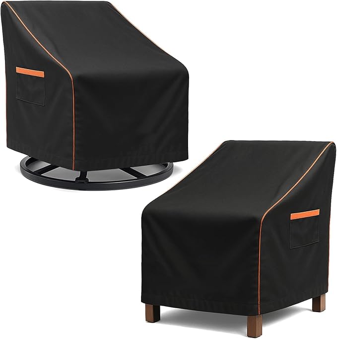 Outdoor Waterproof Patio Chair Covers, Heavy Duty Oxford Coating Weather Resistant Patio Furniture Covers 600D 28W x 35D x 36H inches 2-Pack, Black