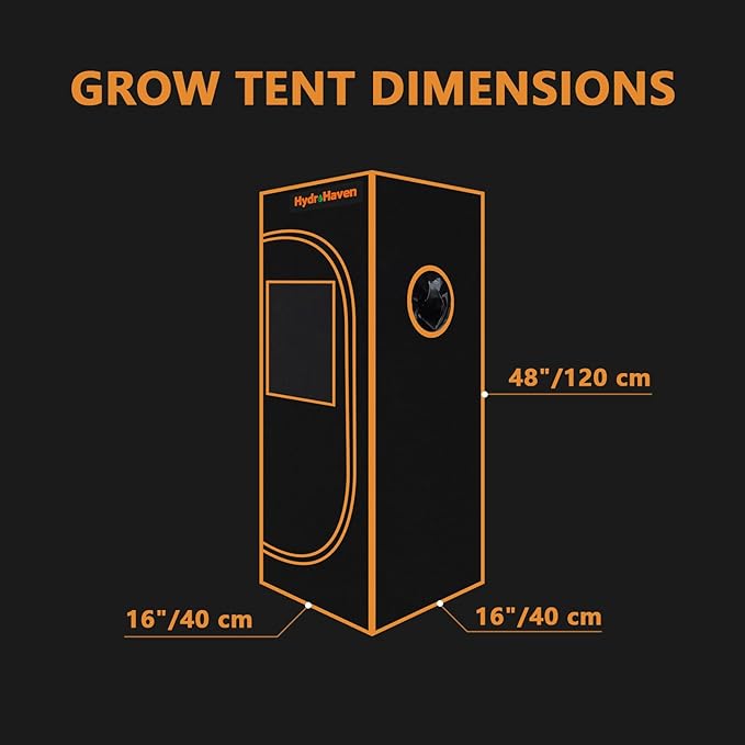 16"x16"x48" Grow Tent Kit - Heavy-Duty 600D Diamond Mylar Lining, 98% Reflective, Viewing Window & Waterproof Floor Tray for Hydroponics Indoor Growing