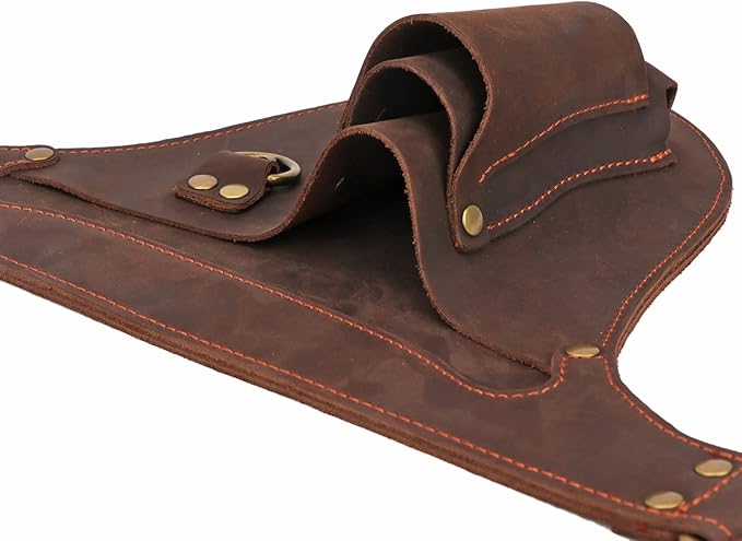 TOURBON Leather Tool Belt Gardener Florist Farmer Tools Holster Waist Pouch Electrician Carpenter Plumbing Organizer Bag with 3 Pockets