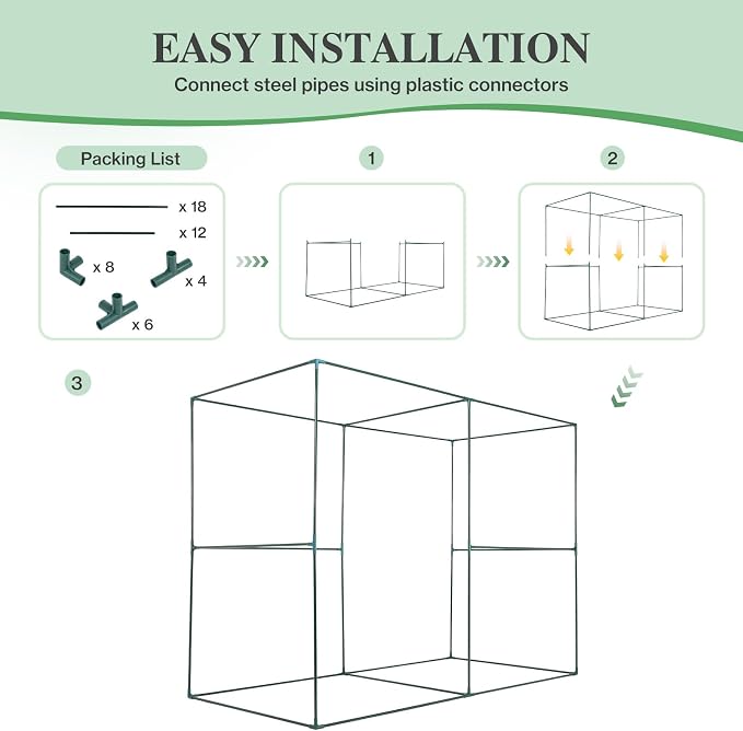 BPS Crop Cages for Garden Plant, 8x4x6 Ft Plant Netting Protection Tent with Zippered Door for Plants, Raised Garden Bed Cover with Frame for Vegetables, Fruits and Flowers