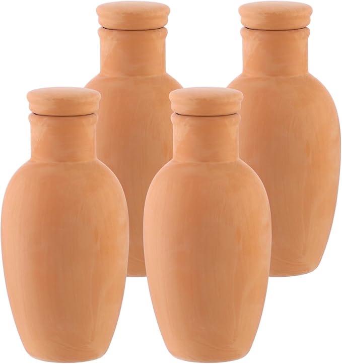 4 Pcs Terracotta Watering Pots, 15 Oz Olla Self Watering Pots, Planter Insert Self Drip Irrigation Terracotta Globes for Indoor Outdoor Garden Plant, Balcony, Automatic Drip Irrigation System